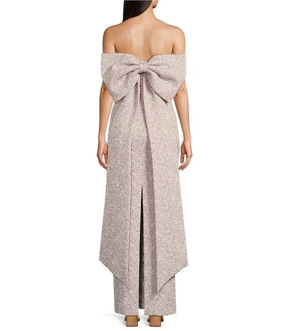 Alex Marie Rhonda Metallic Jacquard Sleeveless Bow Gown Product Image