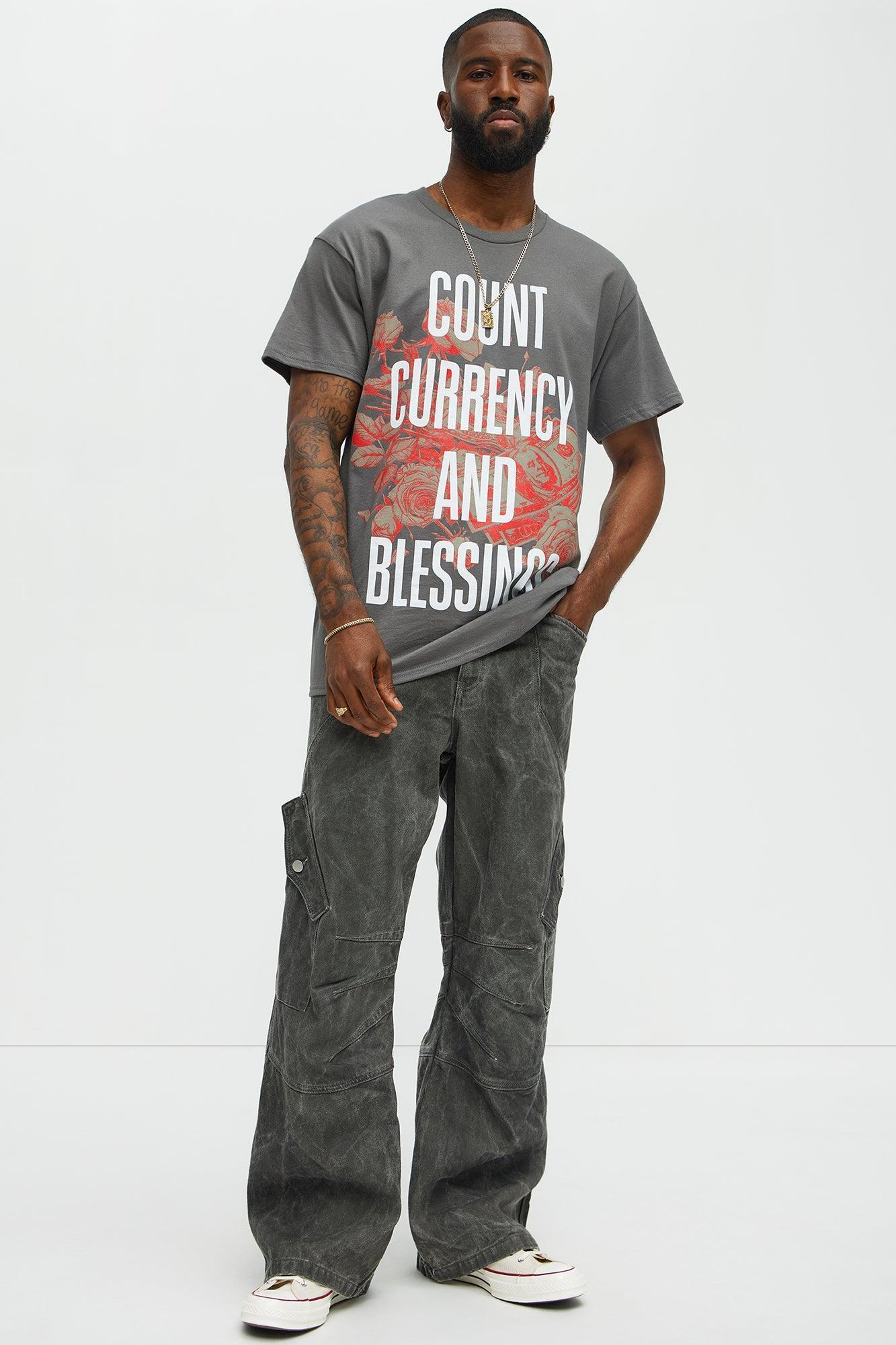 Count Currency And Blessings Short Sleeve Tee - Charcoal Male Product Image