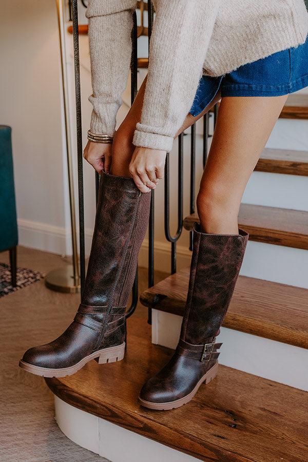 Hay Bale Faux Leather Knee High Boot in Chestnut Product Image