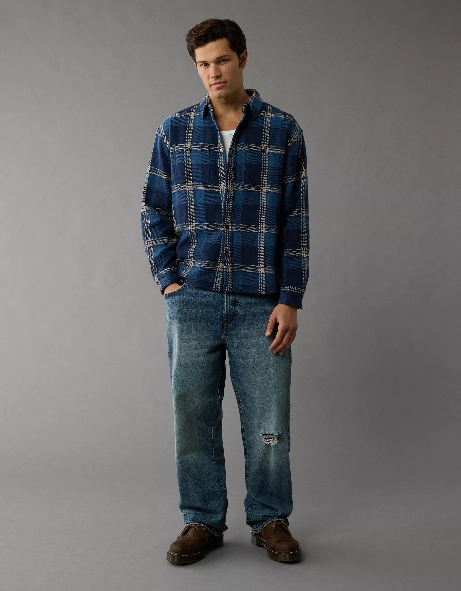 AE Textured Flannel Shirt Product Image