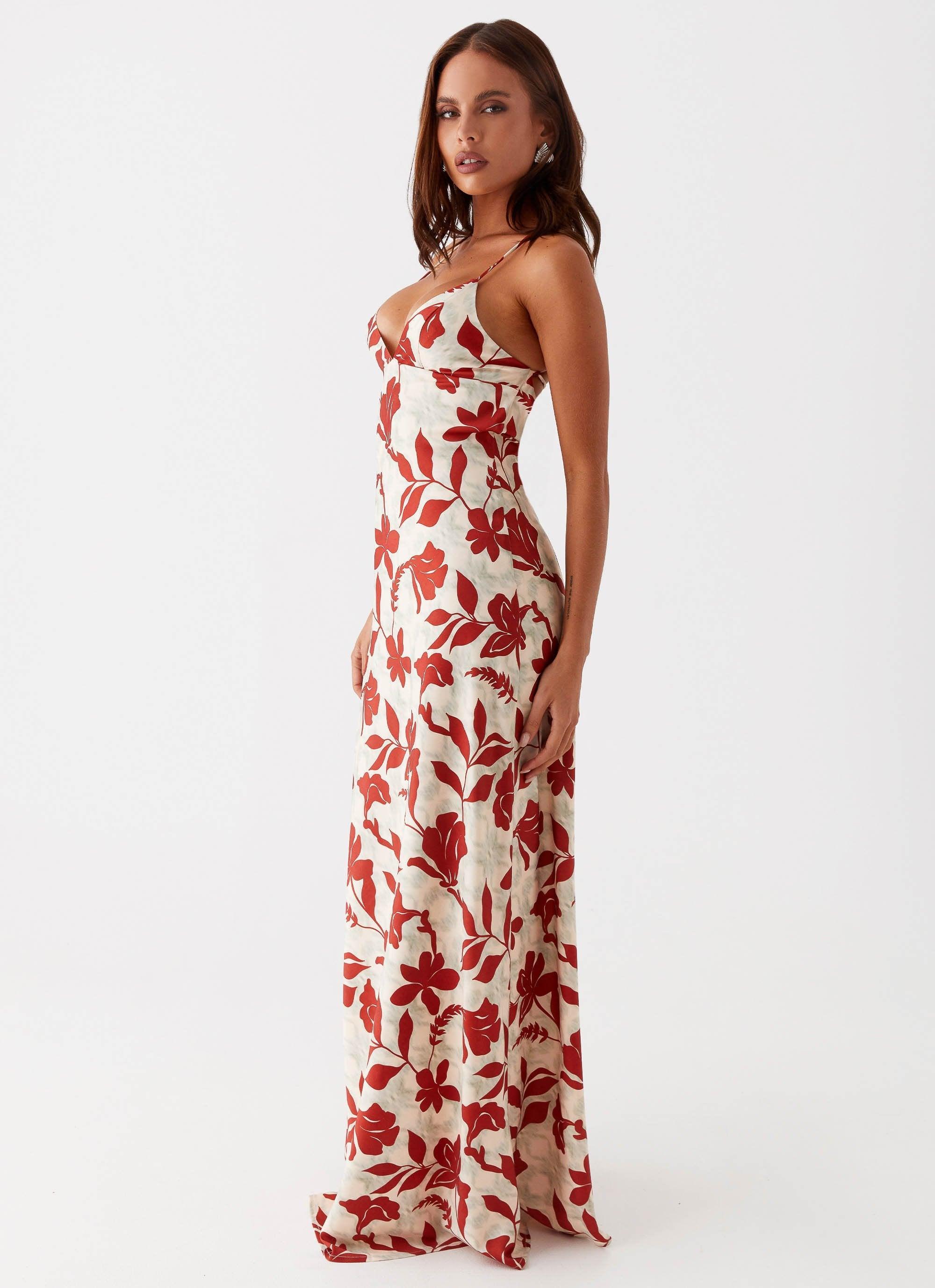 Cecily Maxi Dress - Red Green Floral Product Image