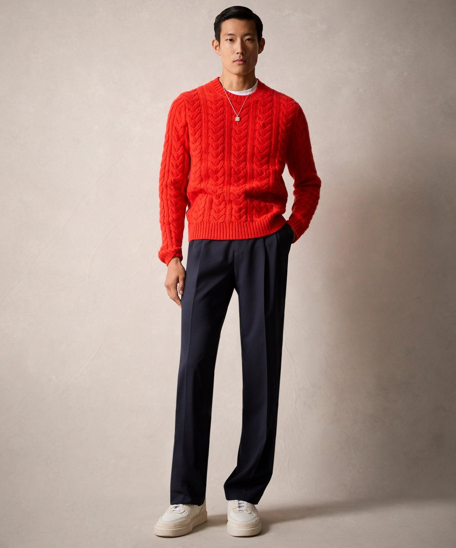 Wool Cable Crewneck Sweater in Bisque Product Image