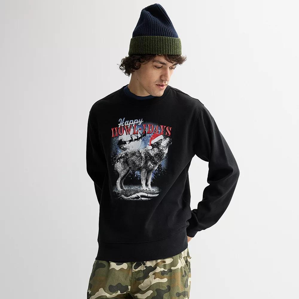 Men's Happy Howl-idays Graphic Fleece, Size: Small, Black Product Image