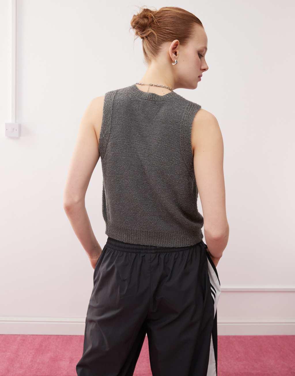 Reclaimed Vintage knit button up tank in gray Product Image