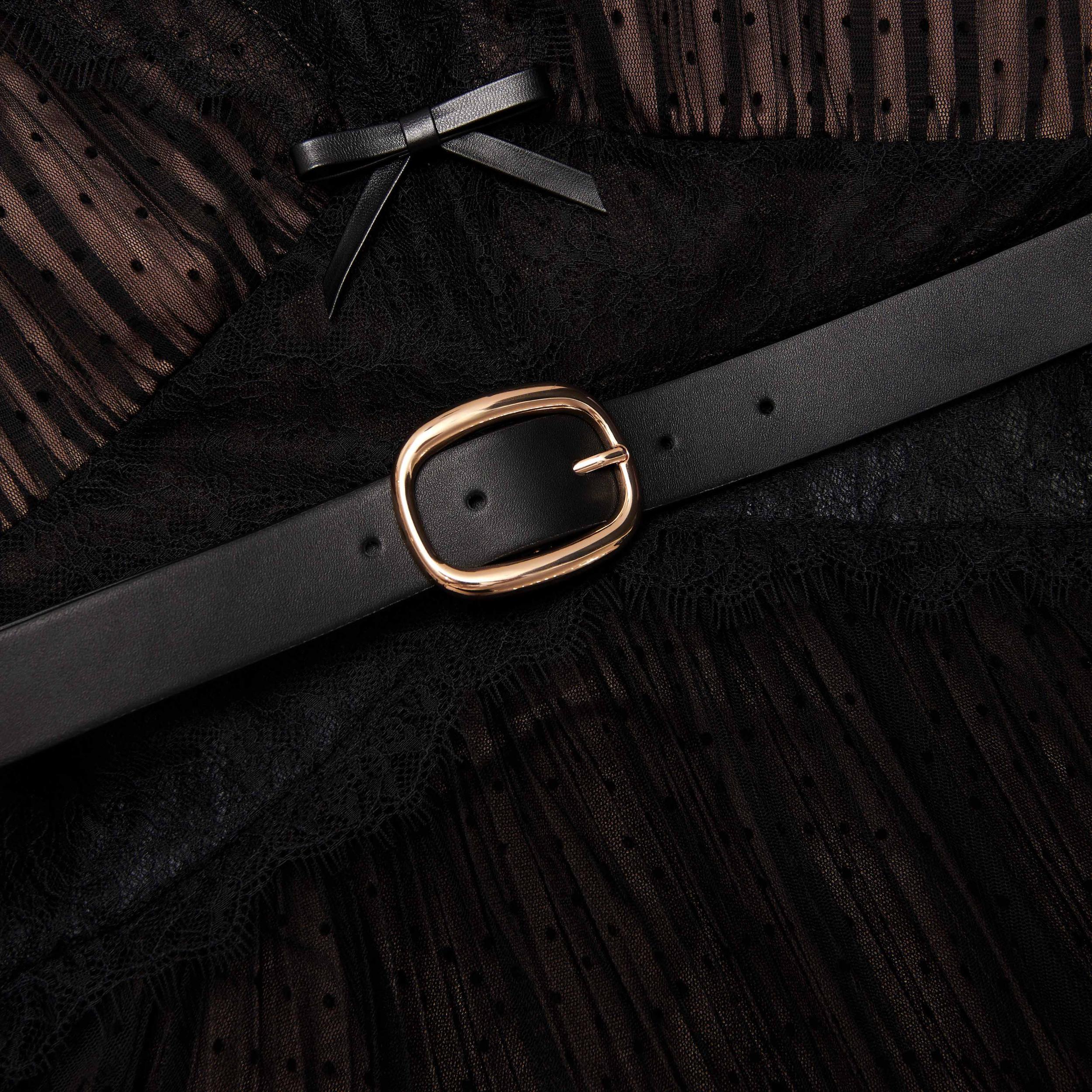 Black Dot Mesh Tiered Maxi Dress Product Image