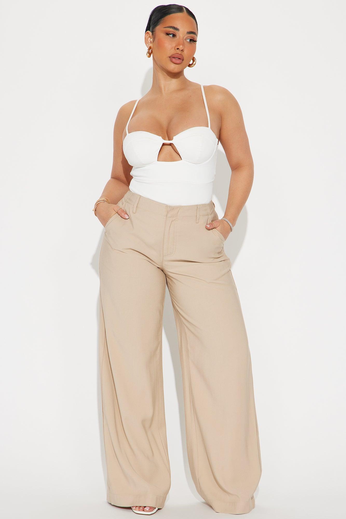 Harlow Wide Leg Trouser - Khaki Product Image