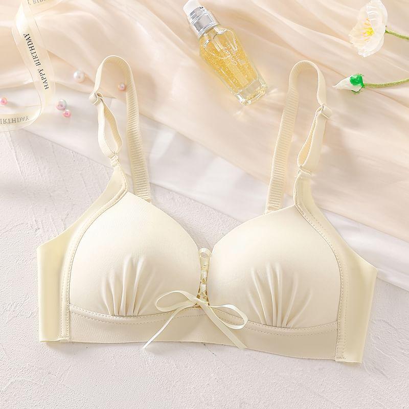 Ribbon Front Plain Bra Product Image