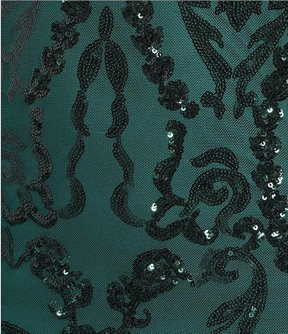 B. Darlin Spaghetti Strap Placement Sequin Long Dress Product Image