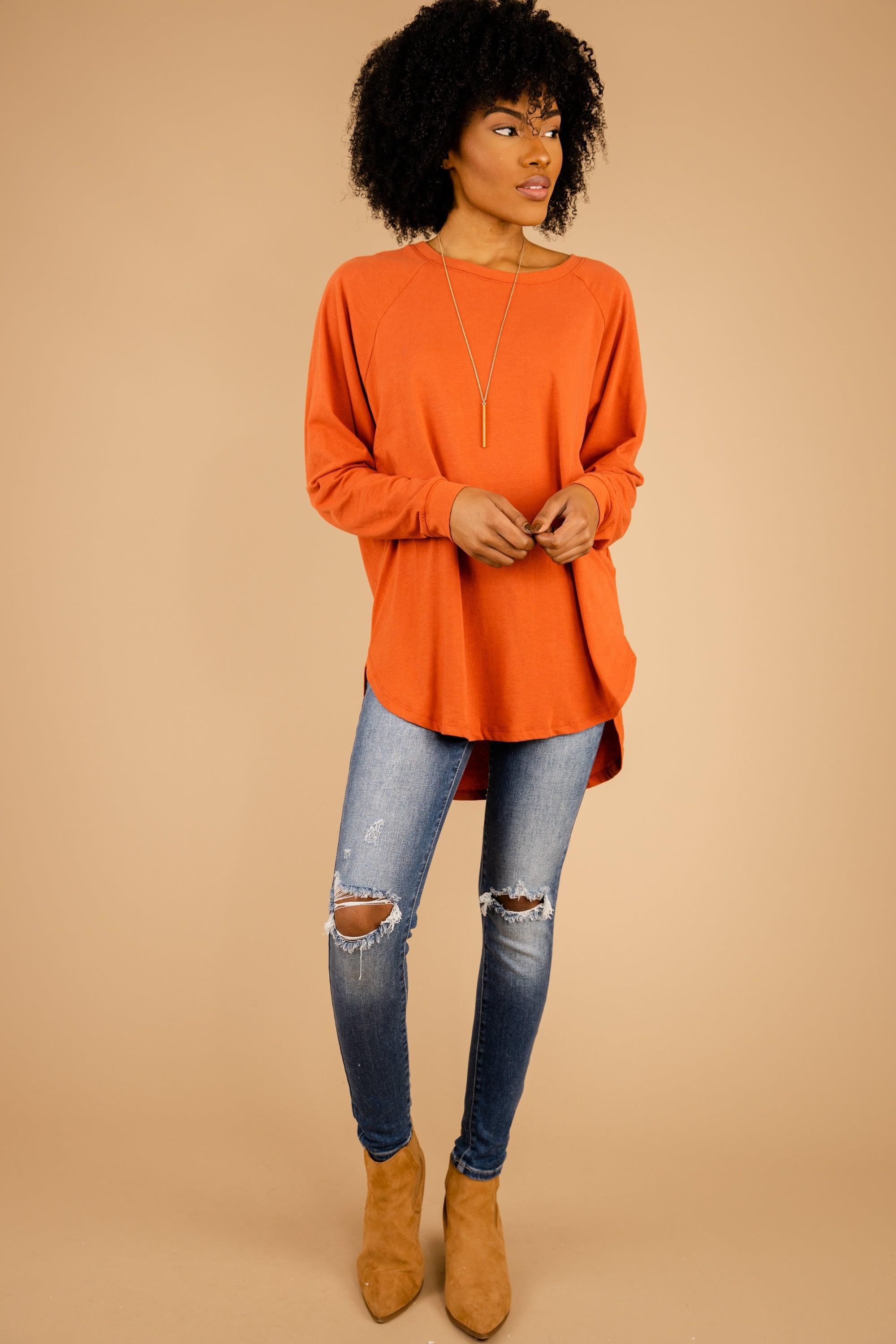 Easy Like Sunday Rust Orange Tunic Female Product Image