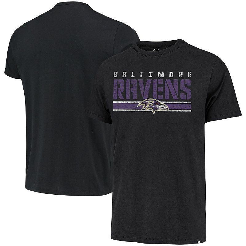 Men's '47 Black Baltimore Ravens Team Stripe T-Shirt, Size: 2XL Product Image