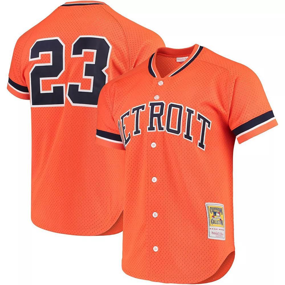 Men's Mitchell & Ness Kirk Gibson Orange Detroit Tigers Cooperstown Collection Mesh Batting Practice Button-Up Jersey, Size: Small Product Image