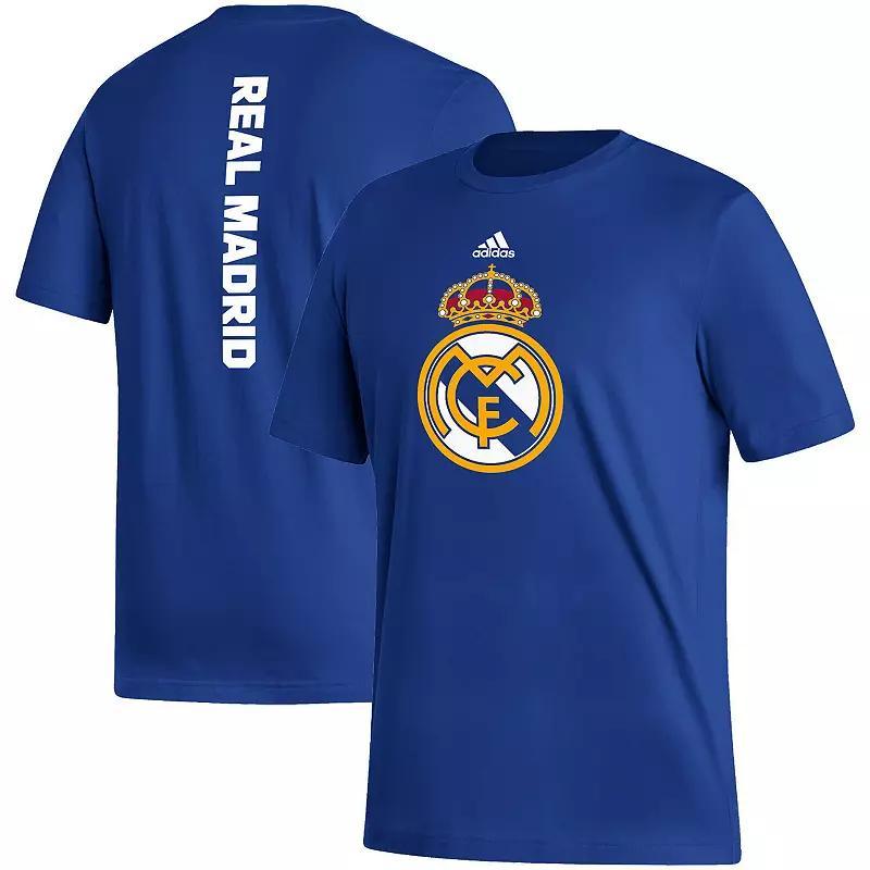 Mens adidas Blue Real Madrid Vertical Back T-Shirt Product Image