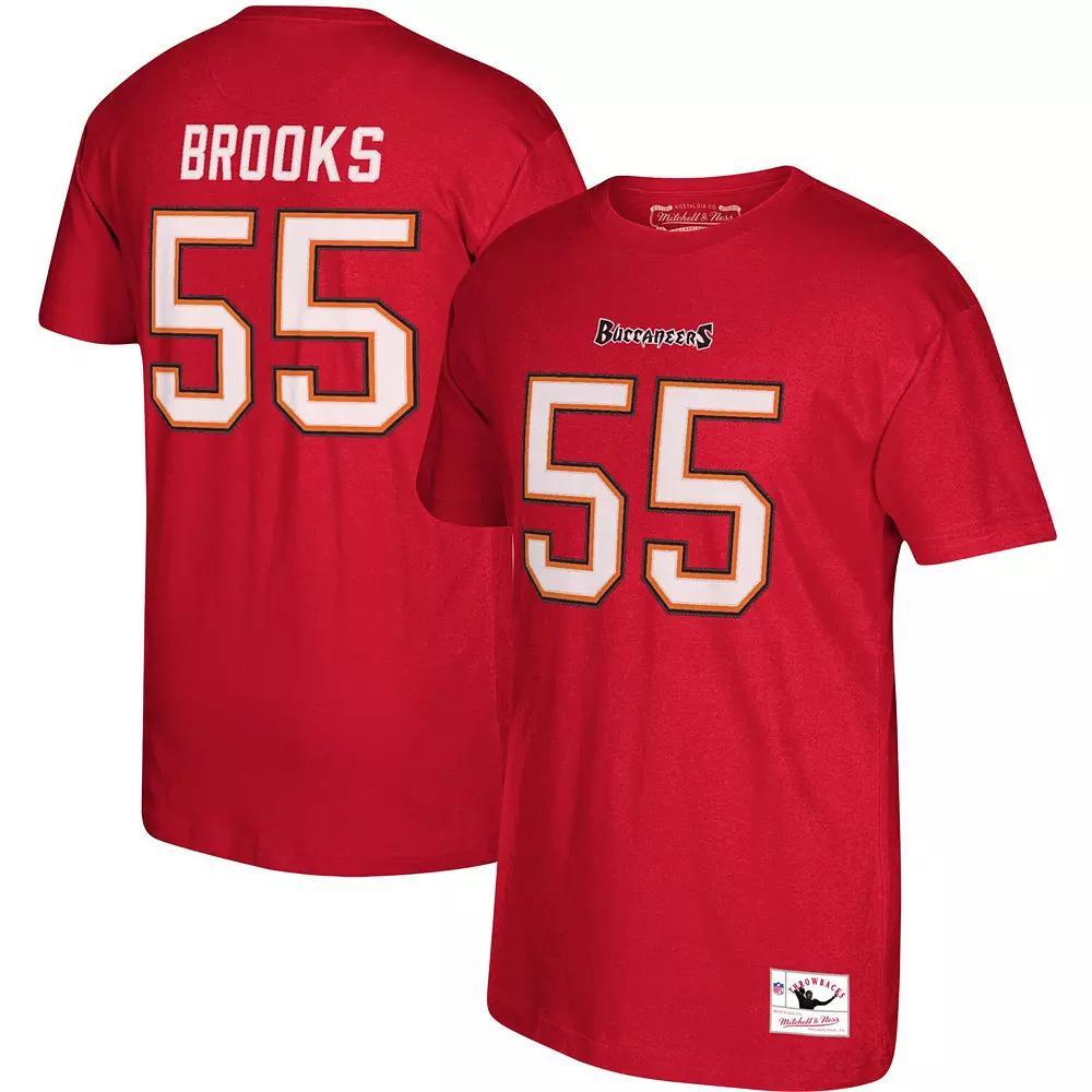 Men's Mitchell & Ness Derrick Brooks Red Tampa Bay Buccaneers Retired Player Logo Name & Number T-Shirt, Size: Small Product Image