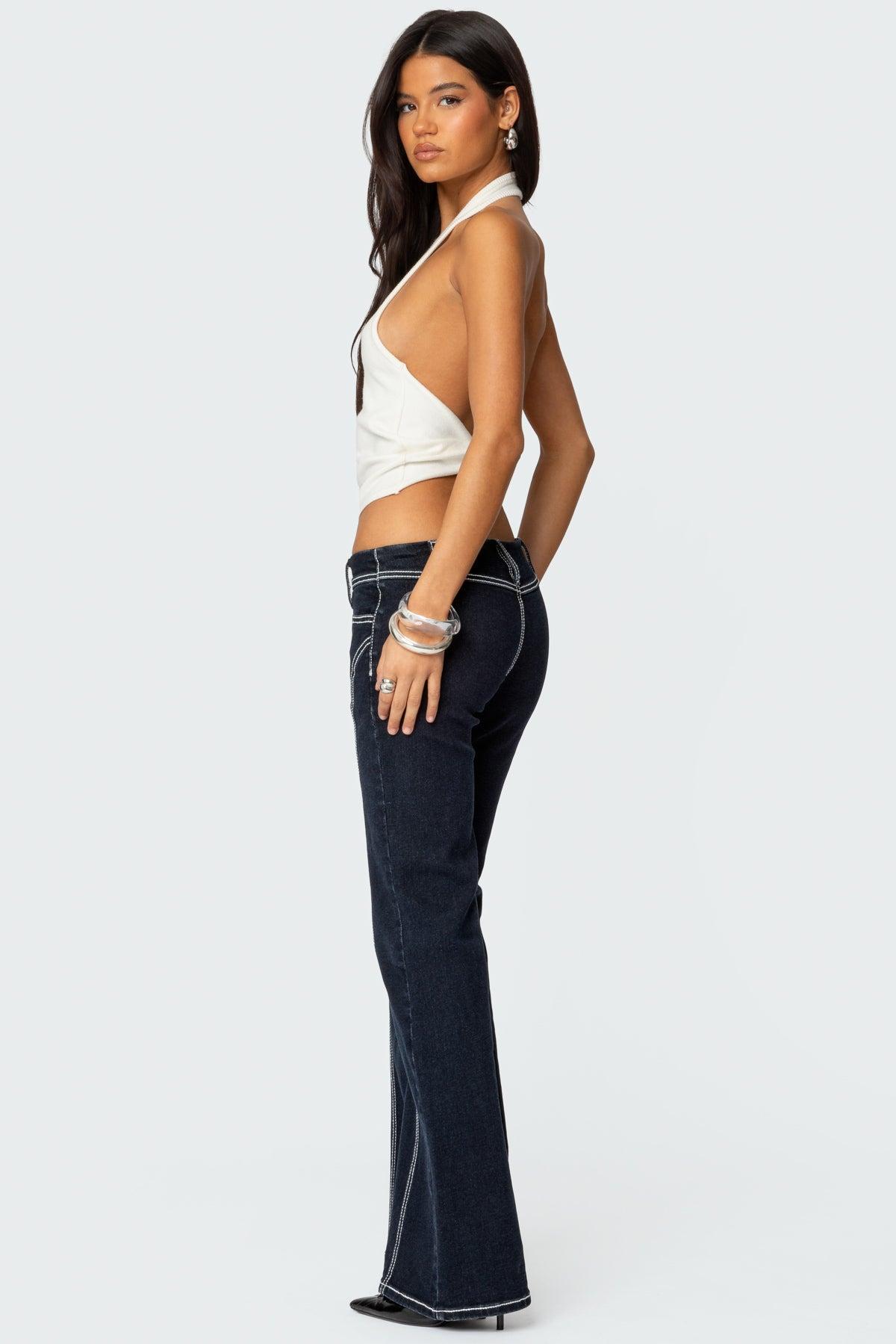 Twister Backless Knit Halter Top Product Image