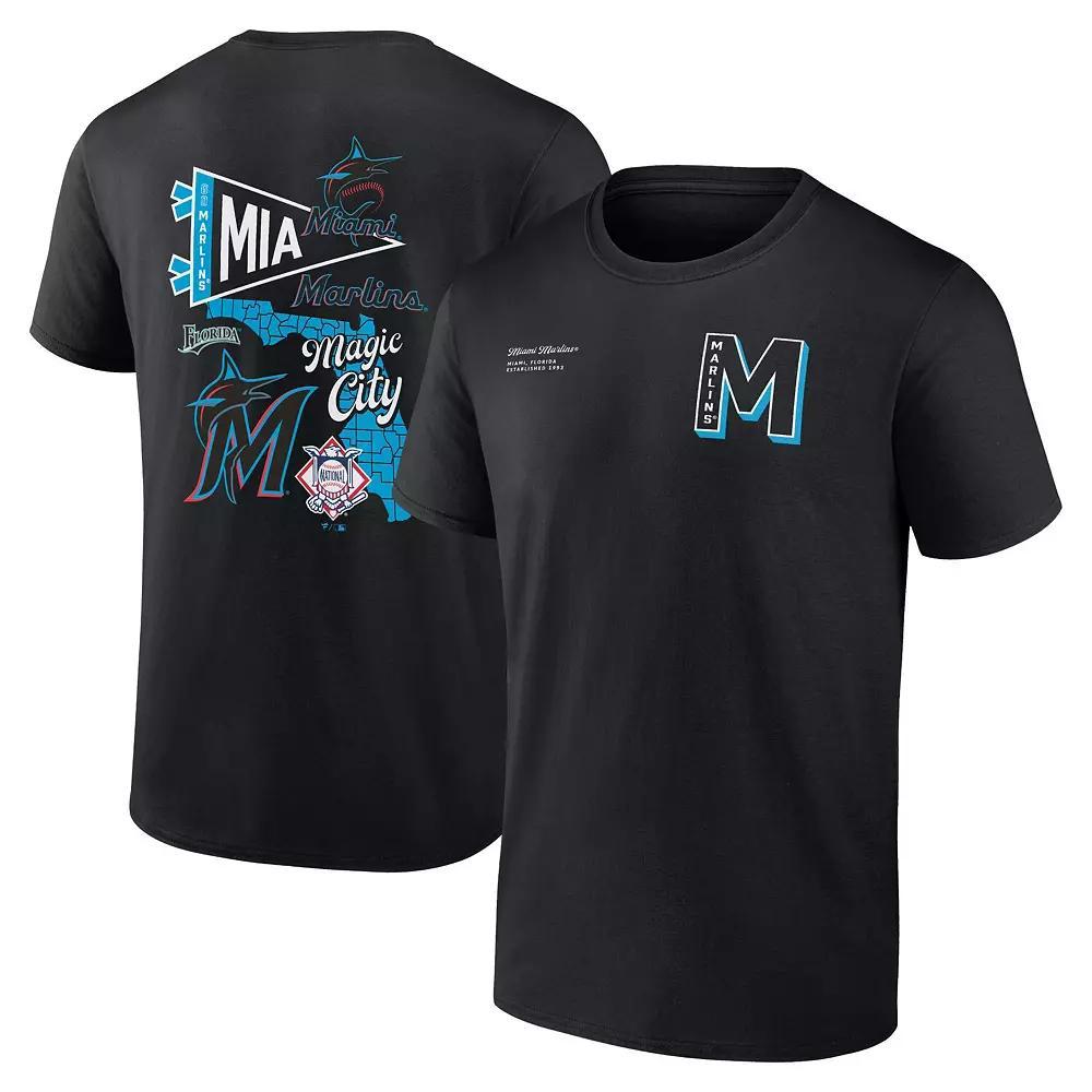 Men's Fanatics Branded Black Miami Marlins Split Zone T-Shirt, Size: Medium Product Image