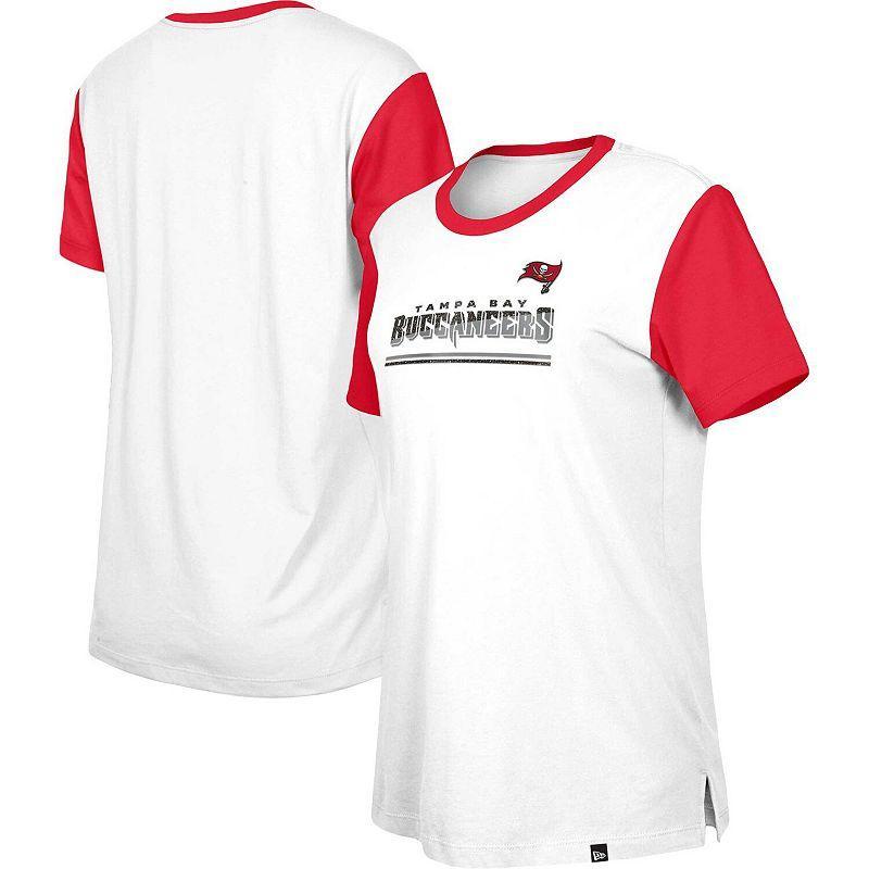 Women's New Era  White/Red Tampa Bay Buccaneers Third Down Colorblock T-Shirt, Size: XL Product Image