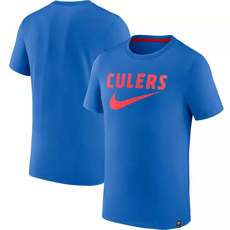 Men's Nike Blue Barcelona Swoosh T-Shirt, Size: 2XL, Bar Blue Product Image