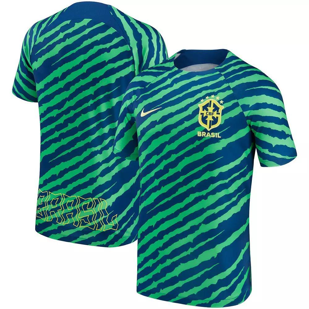 Men's Nike Blue/Green Brazil National Team 2022/23 Pre-Match Top, Size: XL, Soc Blue Product Image
