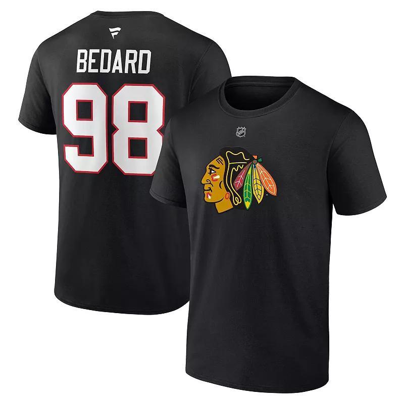 Men's Fanatics Branded Connor Bedard Black Chicago Blackhawks 2023 NHL Draft  Authentic Stack Player Name & Number T-Shirt, Size: Large Product Image