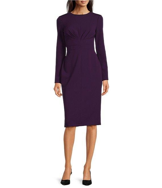 Maggy London Stretch Crew Neck Long Sleeve Dress Product Image