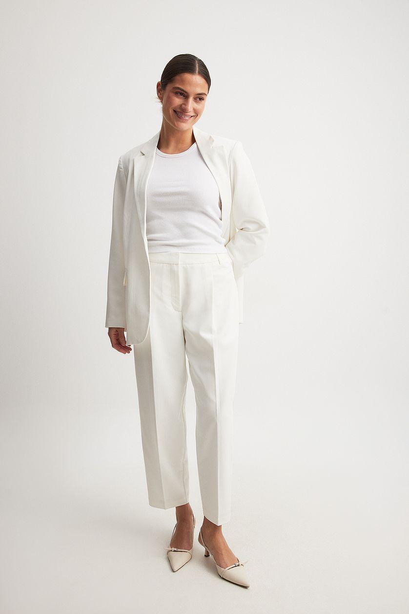 Cropped Mid Waist Suit Pants Product Image