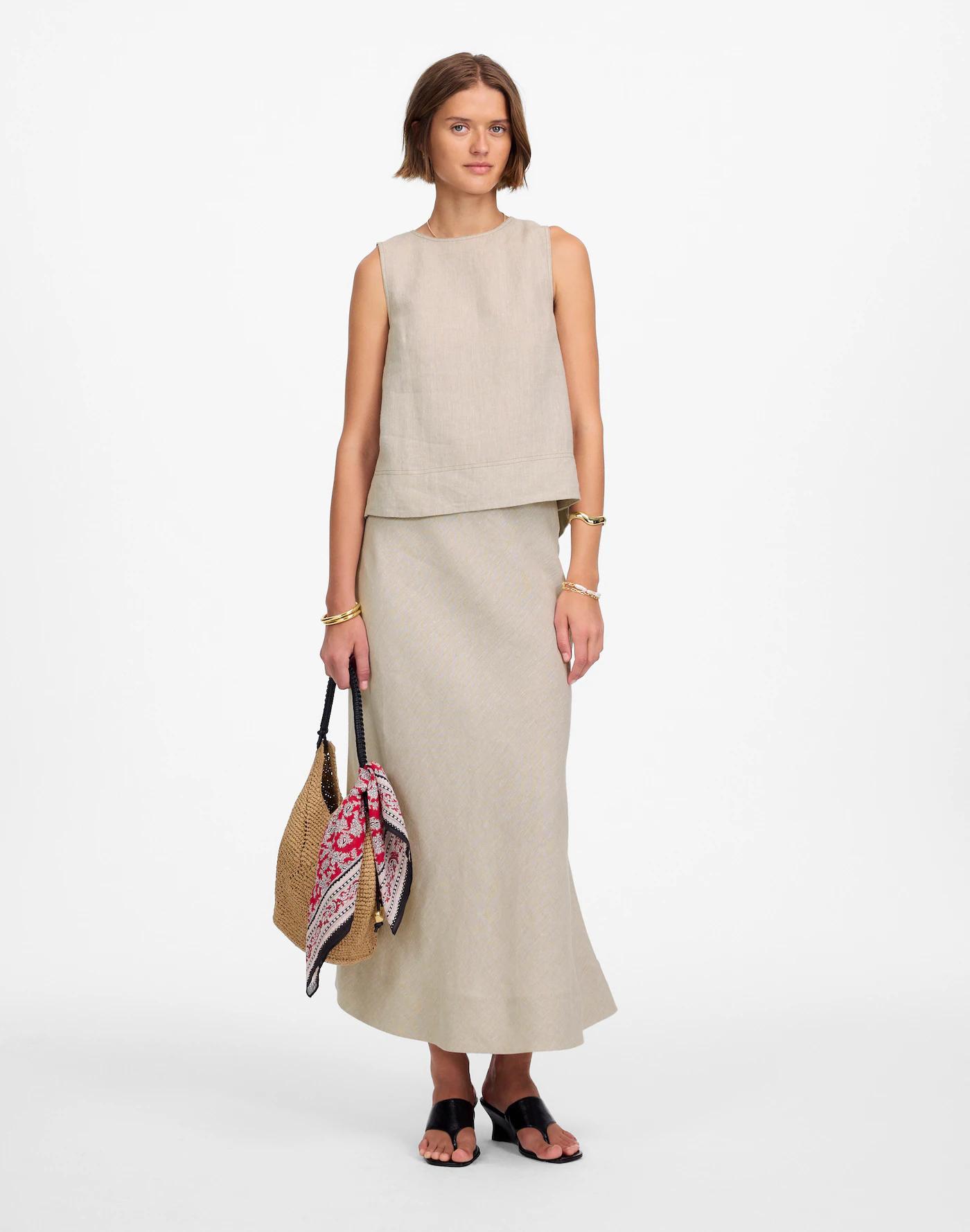 Linen Pleated Shell Top Product Image