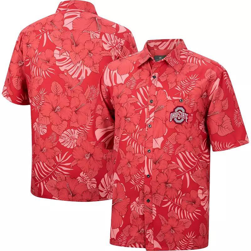 Men's Colosseum Scarlet Ohio State Buckeyes The Dude Camp Button-Up Shirt, Size: Medium, Red Product Image