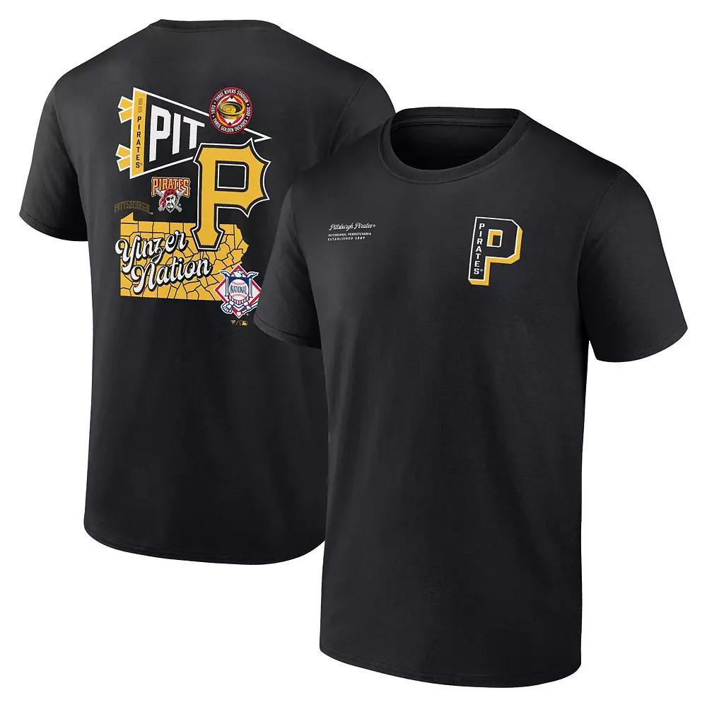 Men's Fanatics Branded Black Pittsburgh Pirates Split Zone T-Shirt, Size: Small Product Image