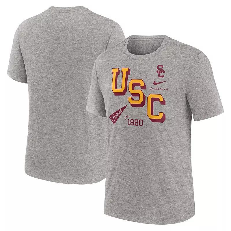 Men's Nike Heather Gray USC Trojans Blitz Roll Call Tri-Blend T-Shirt,  Product Image