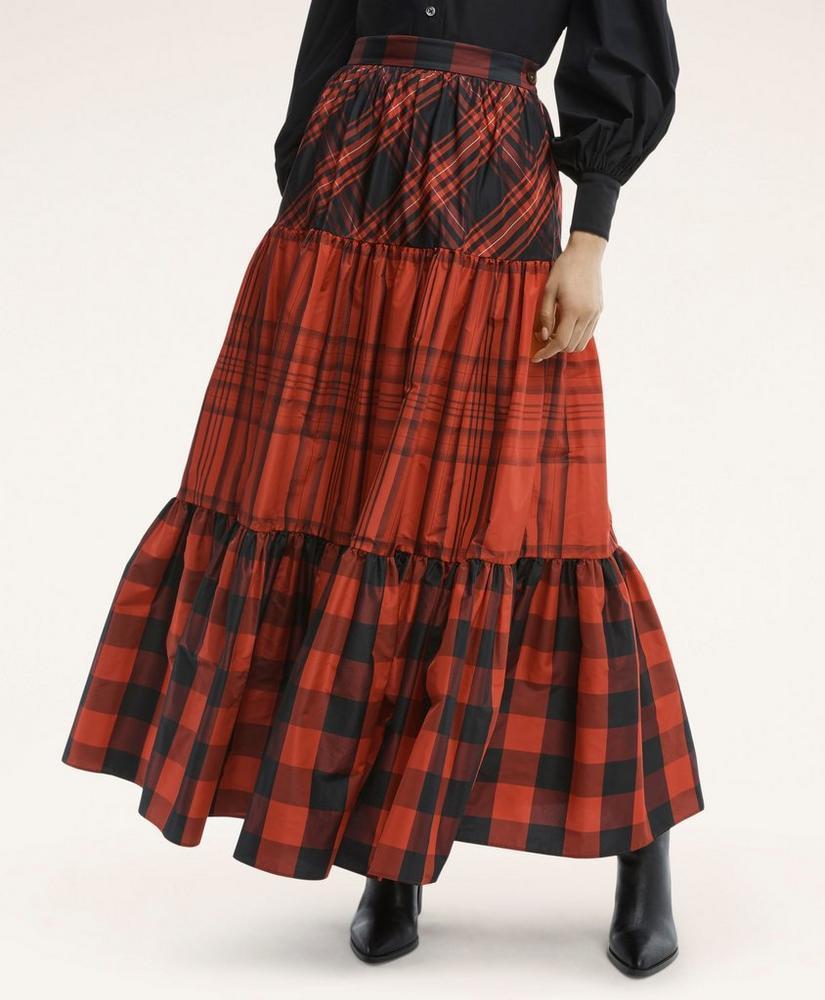 Taffeta Tiered Tartan Skirt Product Image