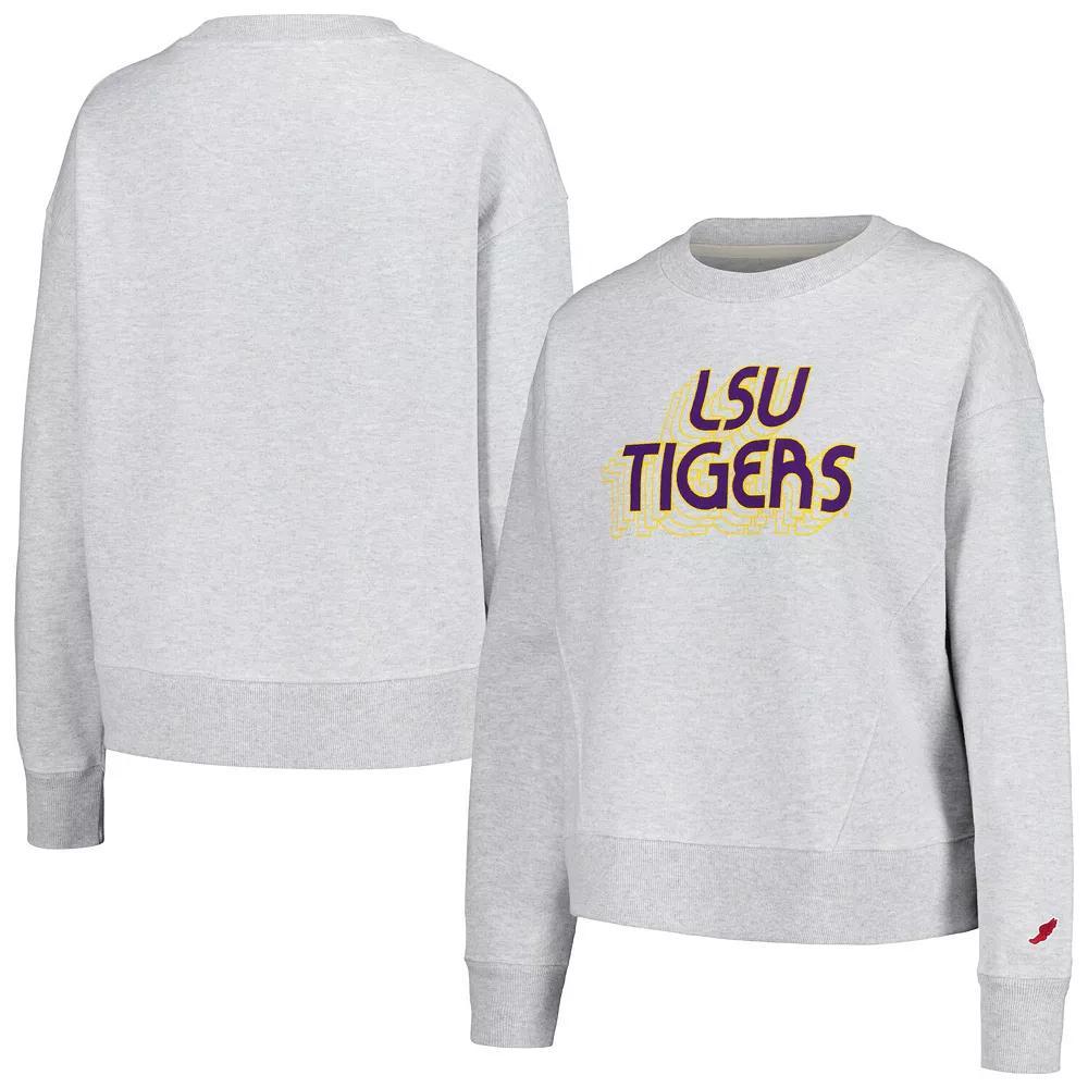 Women's League Collegiate Wear Ash LSU Tigers Boxy Pullover Sweatshirt, Size: Medium, Black Product Image