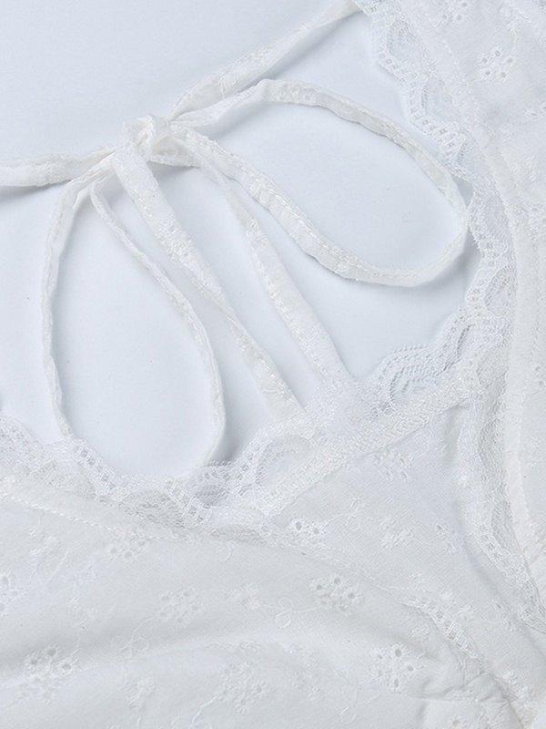 Lace Trim Backless Strappy Tie Corset Top Product Image