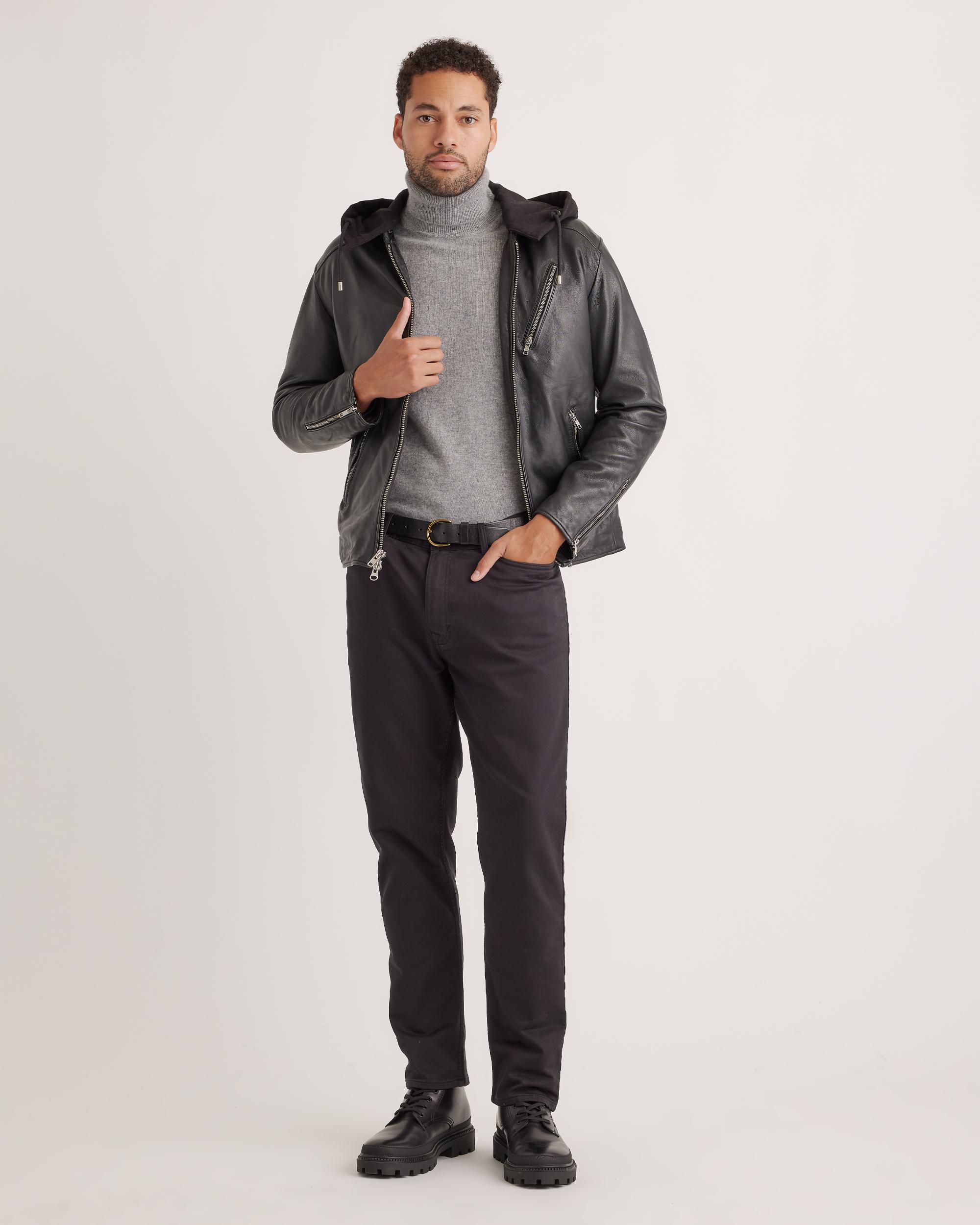 Quince | Men's 100% Washed Leather Jacket with Hood Product Image