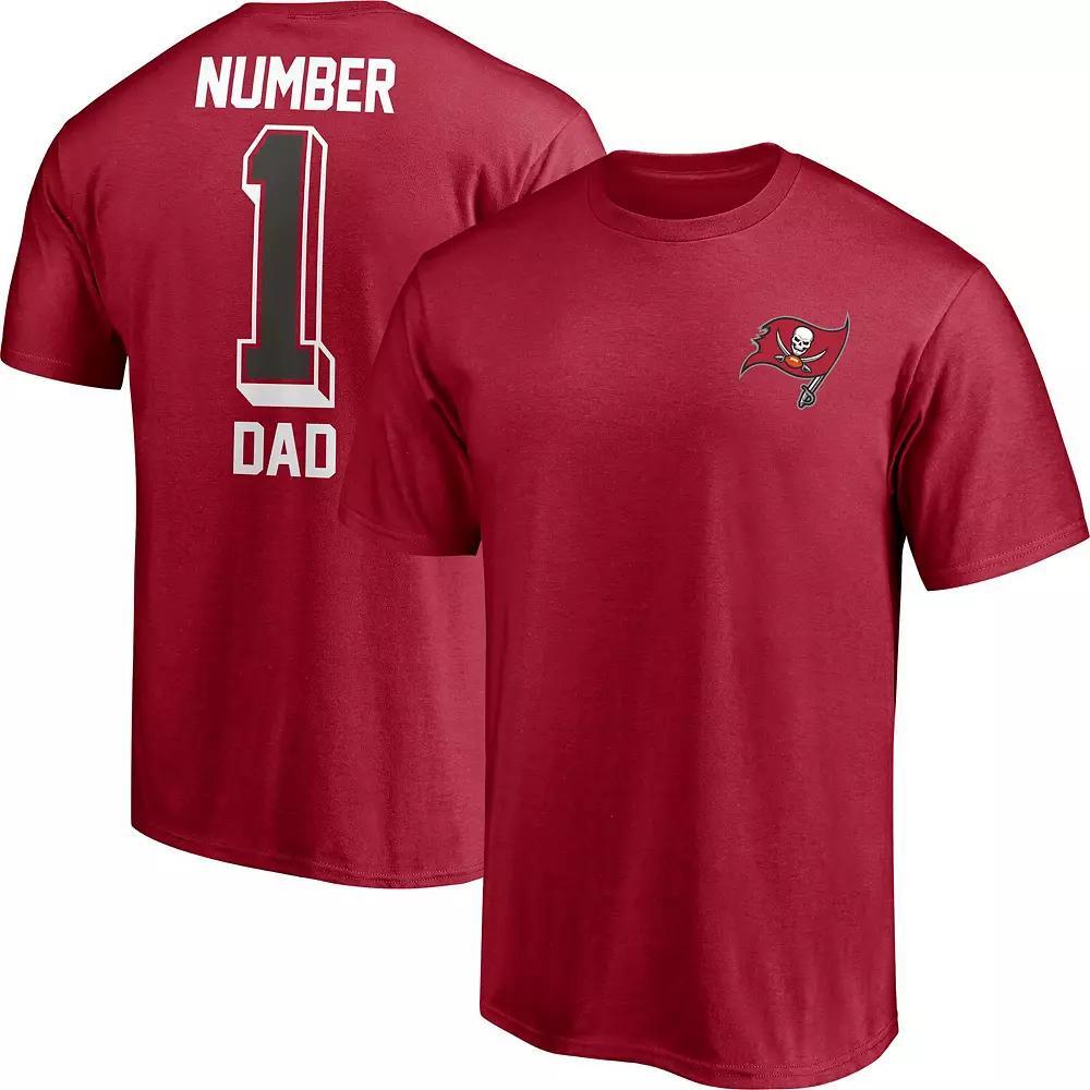 Men's Fanatics Branded Red Tampa Bay Buccaneers #1 Dad T-Shirt,  Product Image