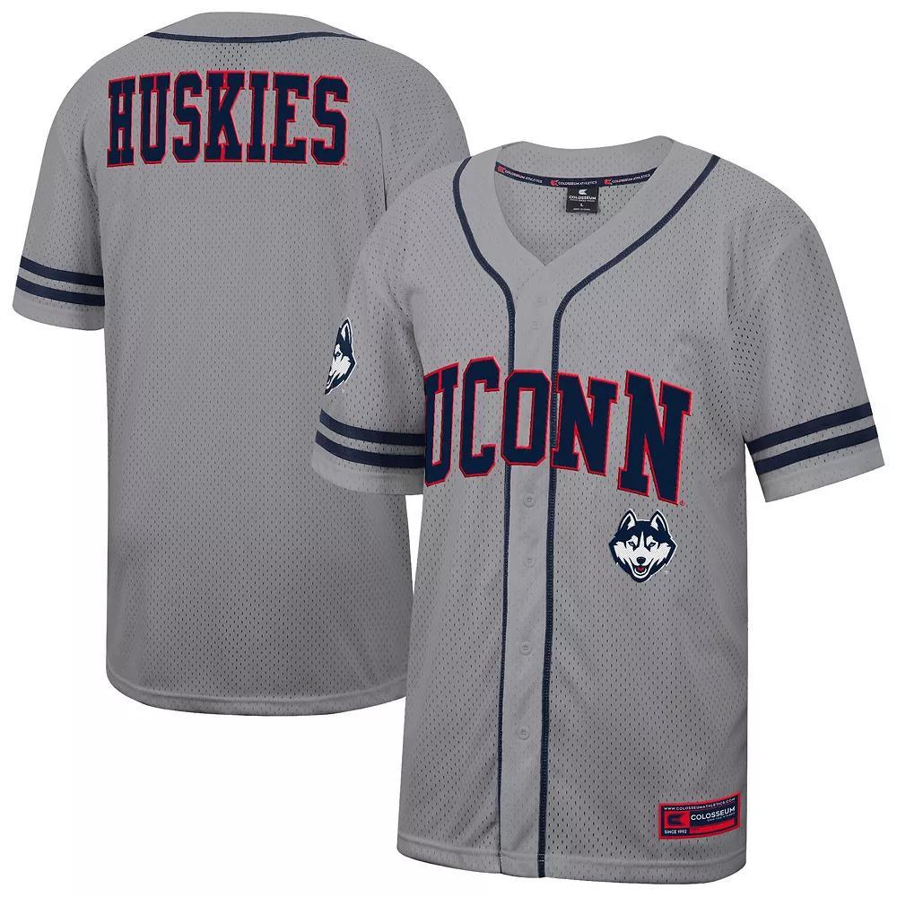 Men's Colosseum Gray UConn Huskies Free Spirited Baseball Jersey,  Product Image