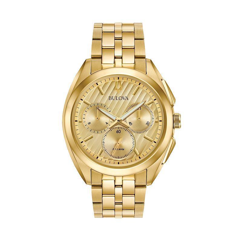 Bulova Mens CURV Stainless Steel Chronograph Watch, Gold Tone Product Image