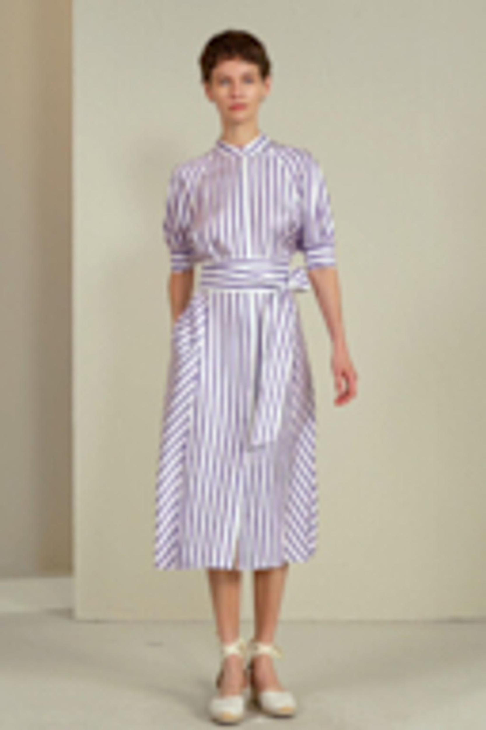 Lavender Striped Silk Shirtdress Product Image