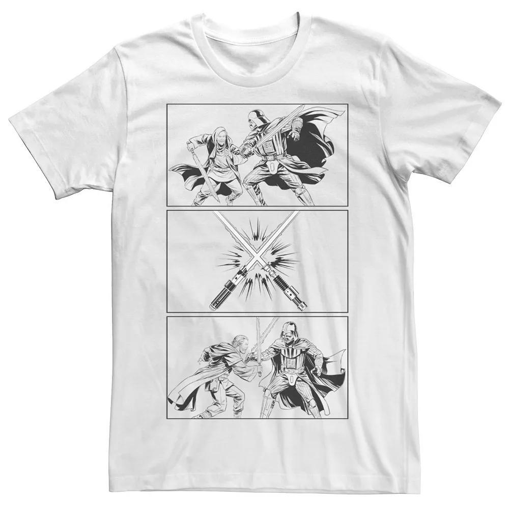 Men's Obi-Wan Kenobi Panel Darth Vader & Obi-Wan First Duel Tee, Size: Large, White Product Image