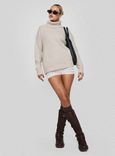 Oswin Turtleneck Sweater Oatmeal Product Image