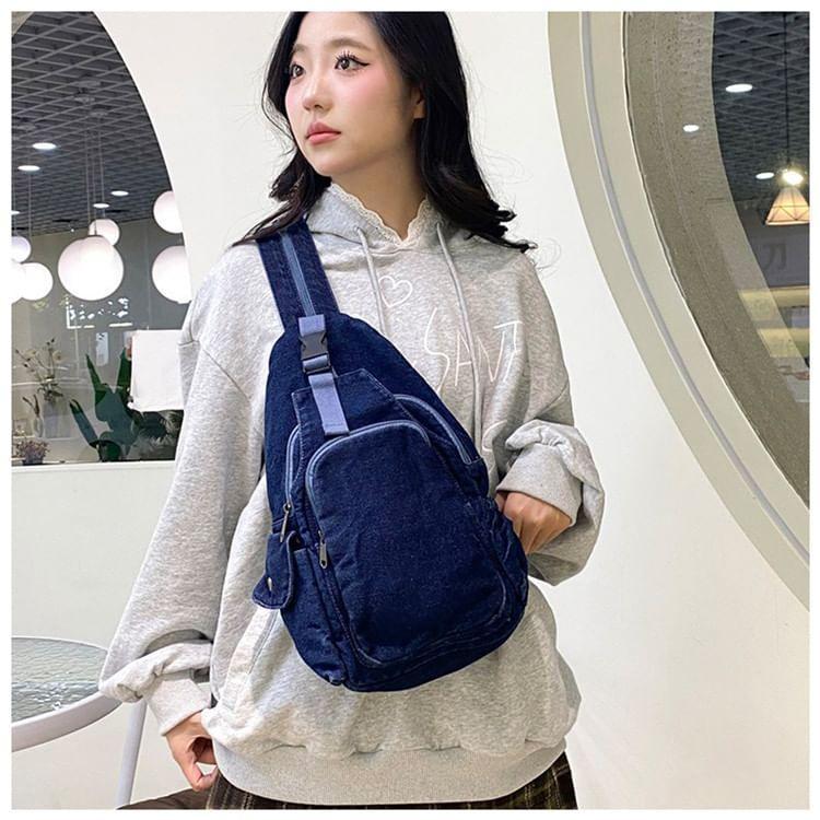 Buckle Denim Sling Bag Product Image