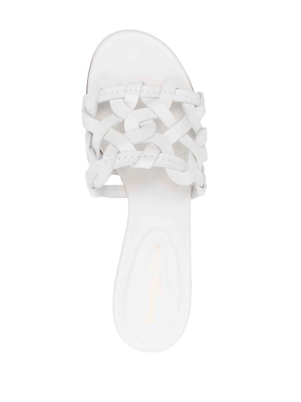 GIANVITO ROSSI Open Weave Leather Slide Sandals In White Product Image