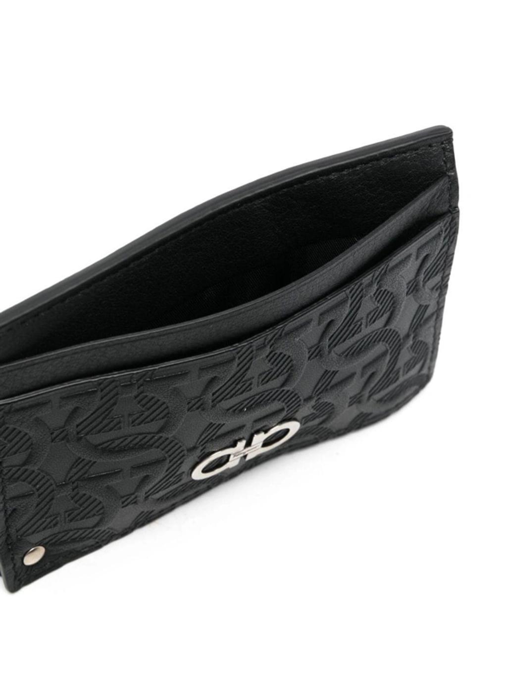 FERRAGAMO Logo-debossed Leather Cardholder In Black Product Image