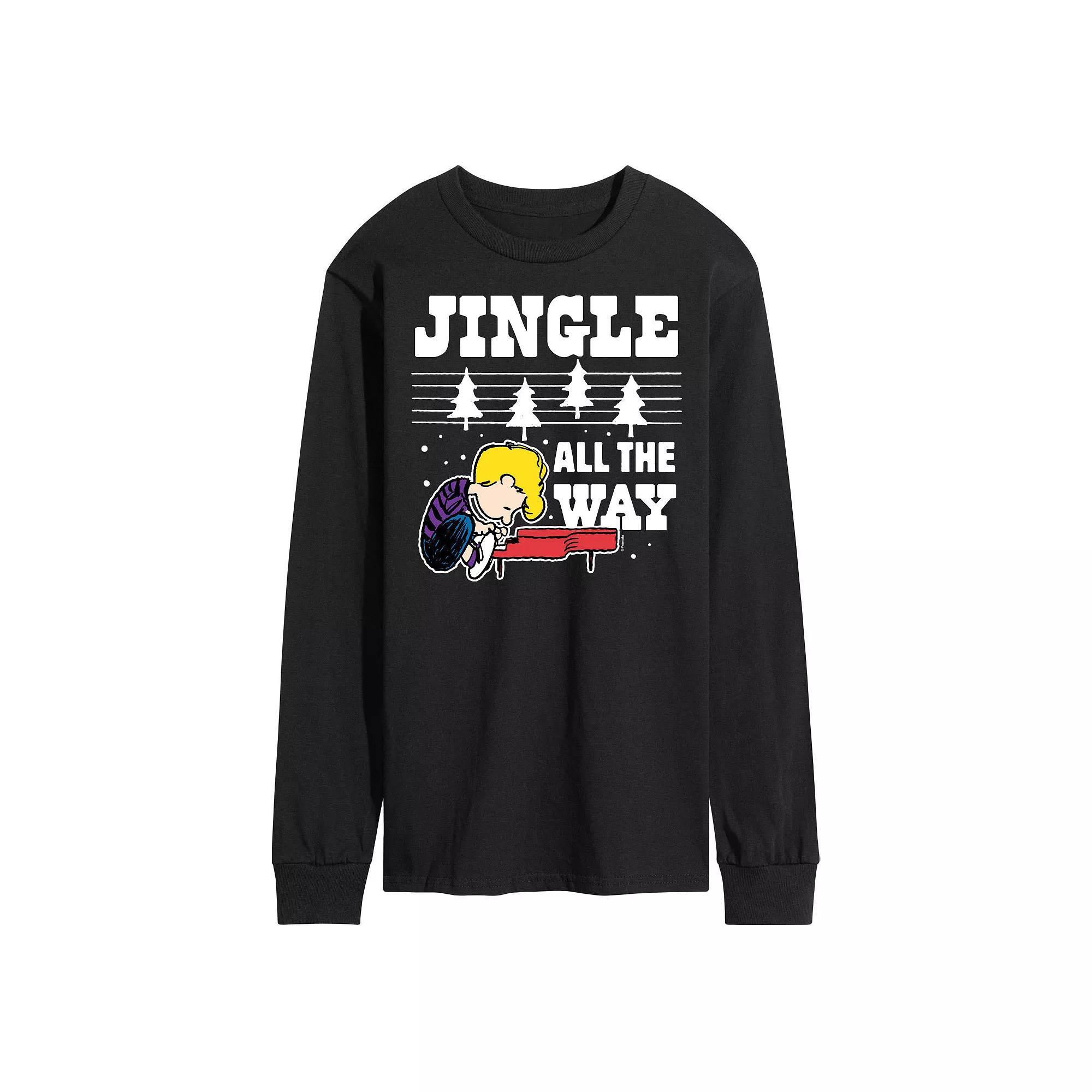 Men's Peanuts Jingle All The Way Piano Long Sleeve Tee,  Product Image