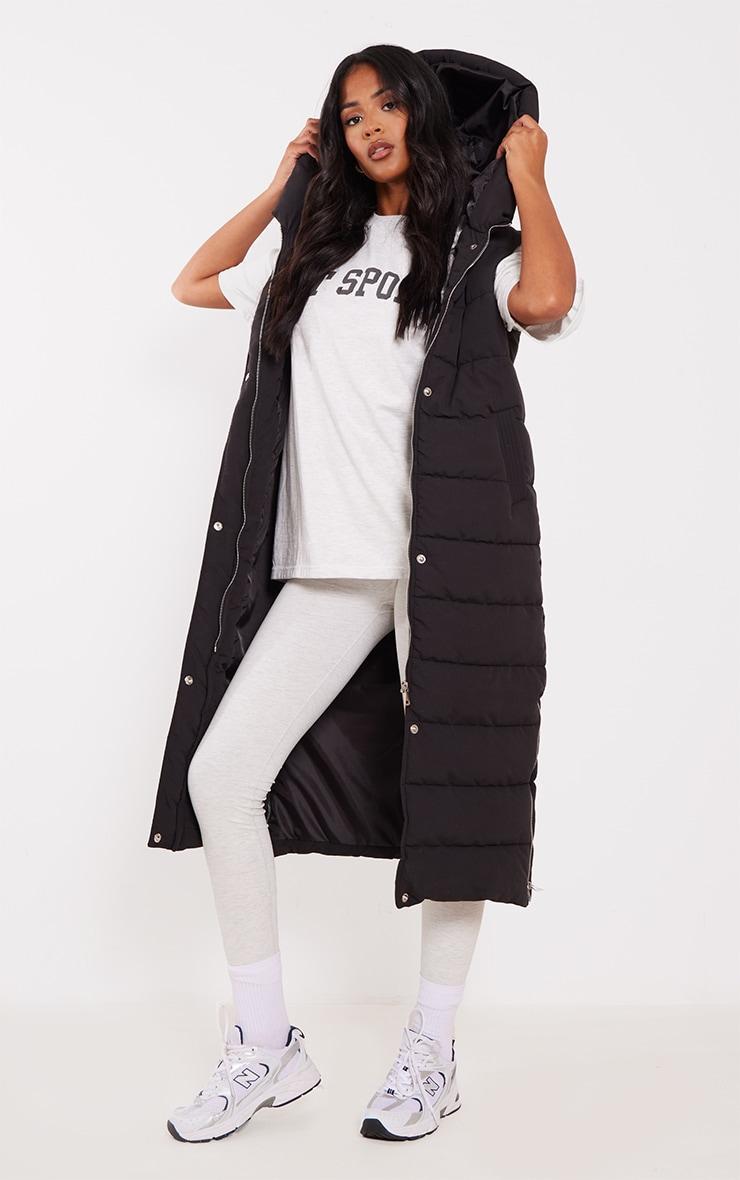 Tall Black Panel Padded Longline Vest Product Image