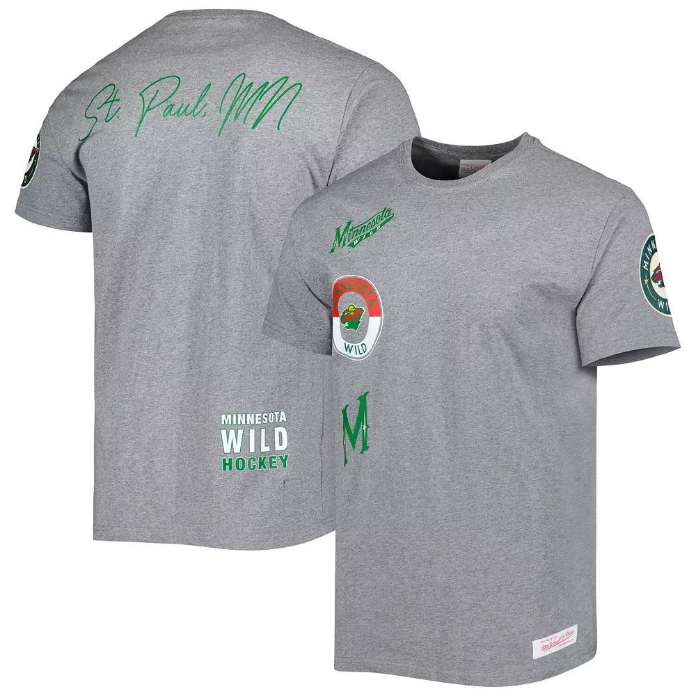 Men's Mitchell & Ness Heather Gray Minnesota Wild City Collection T-Shirt, Size: 2XL, Grey Product Image