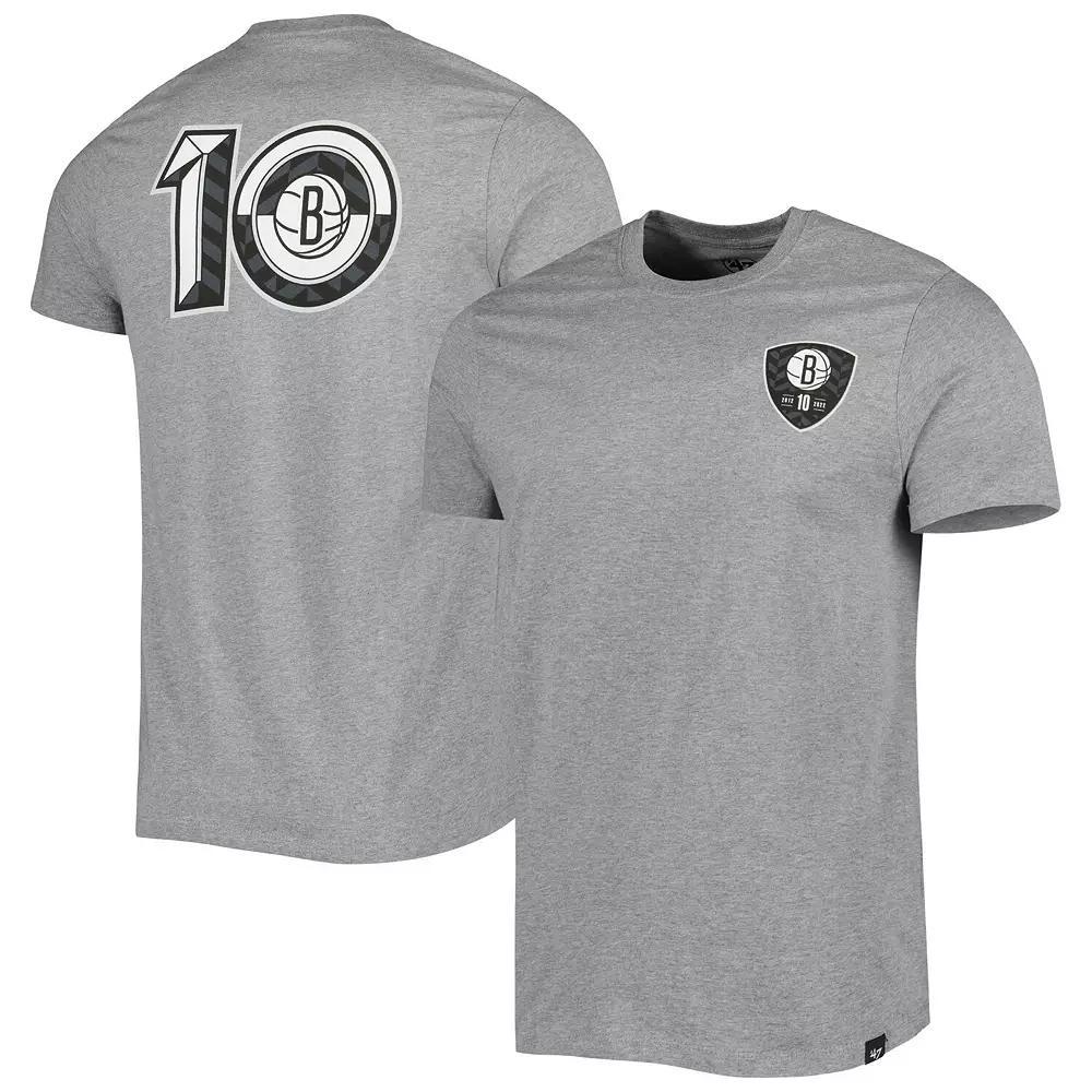 Men's '47 Heather Gray Brooklyn Nets 10th Anniversary Backer T-Shirt,  Product Image