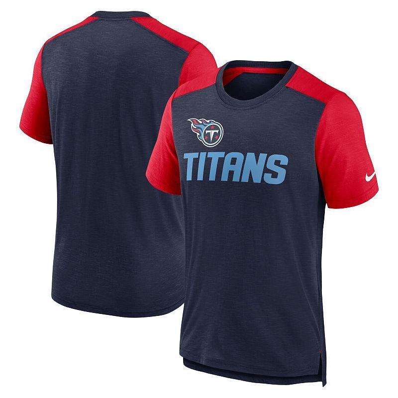 Men's Nike Heathered Royal/Heathered Red Buffalo Bills Color Block Team Name T-Shirt, Size: Medium, Blue Product Image