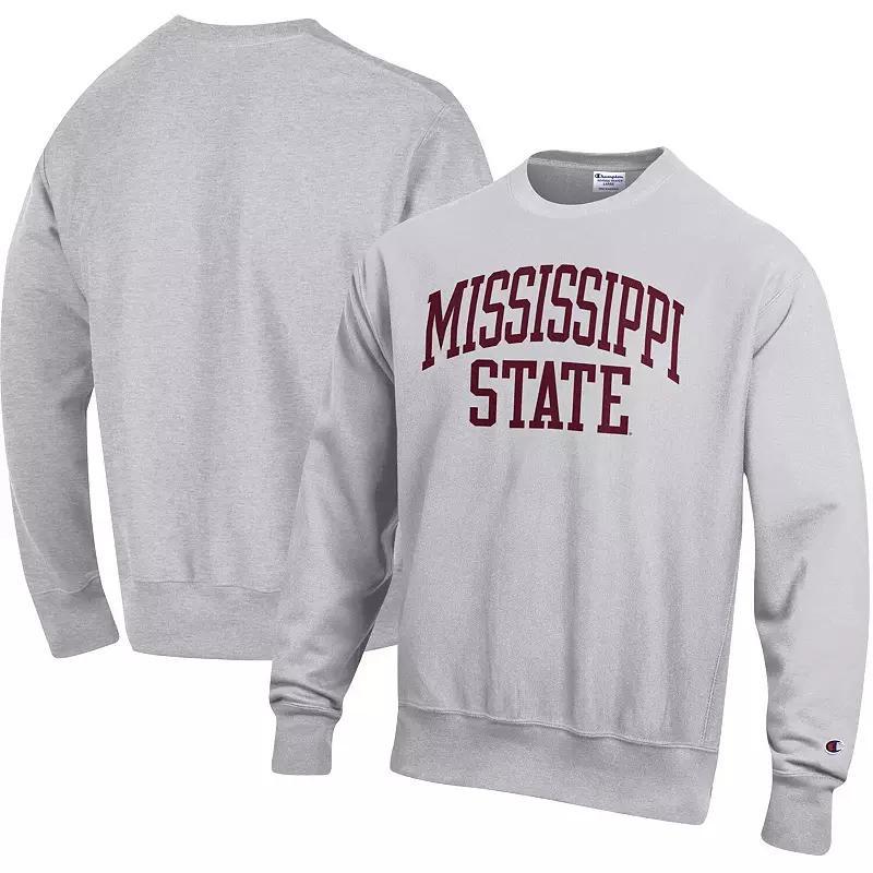 Men's Champion Heathered Gray Mississippi State Bulldogs Arch Reverse Weave Pullover Sweatshirt, Size: Large, Mst Grey Product Image