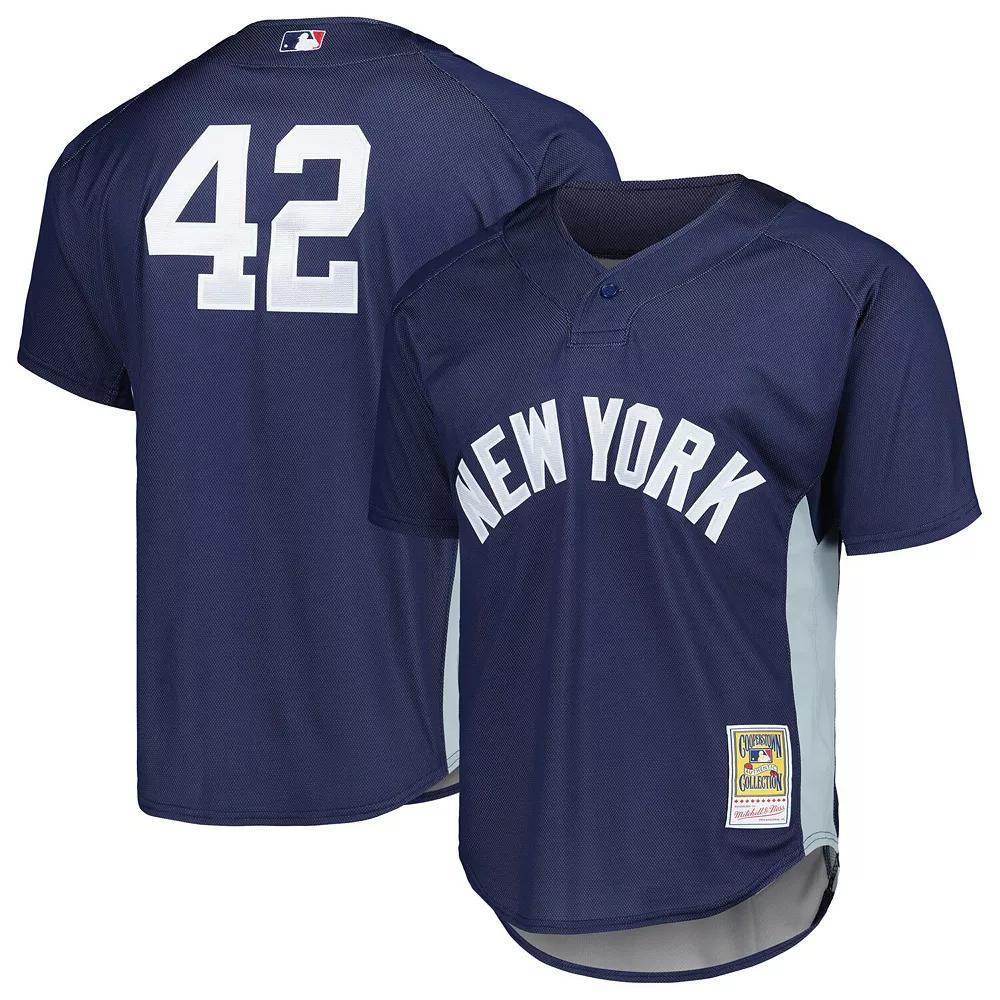 Men's Mitchell & Ness Mariano Rivera Navy New York Yankees Cooperstown Collection 2009 Batting Practice Jersey, Size: Medium, Blue Product Image