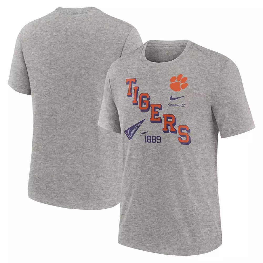 Men's Nike Heather Gray Clemson Tigers Blitz Roll Call Tri-Blend T-Shirt, Size: Large, Grey Product Image
